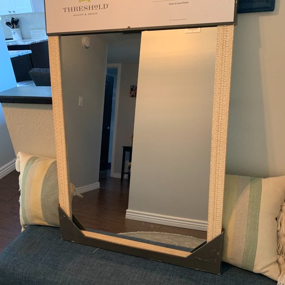 Threshold Wall Decor Threshold 24 X 36 Ps Global Diamond Accent Mirror Natural Wood Finish